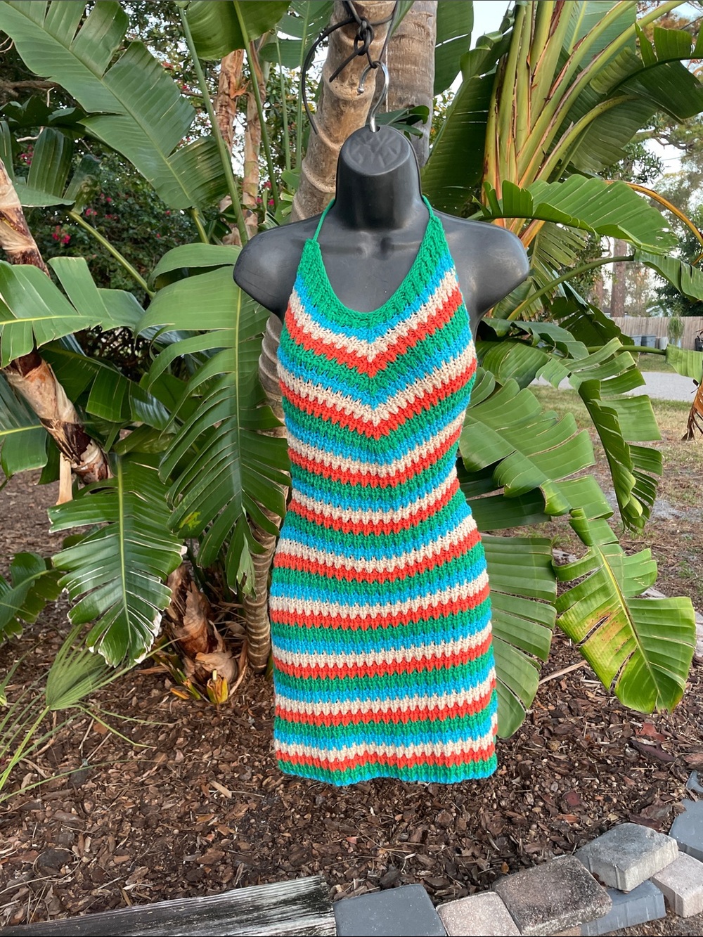 Princess Polly striped crochet halter mini dress